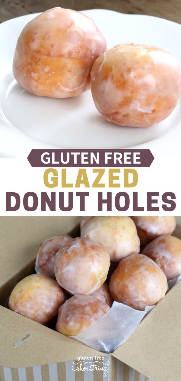 glazed donuts in a box with the text gluten free glazed donut holes