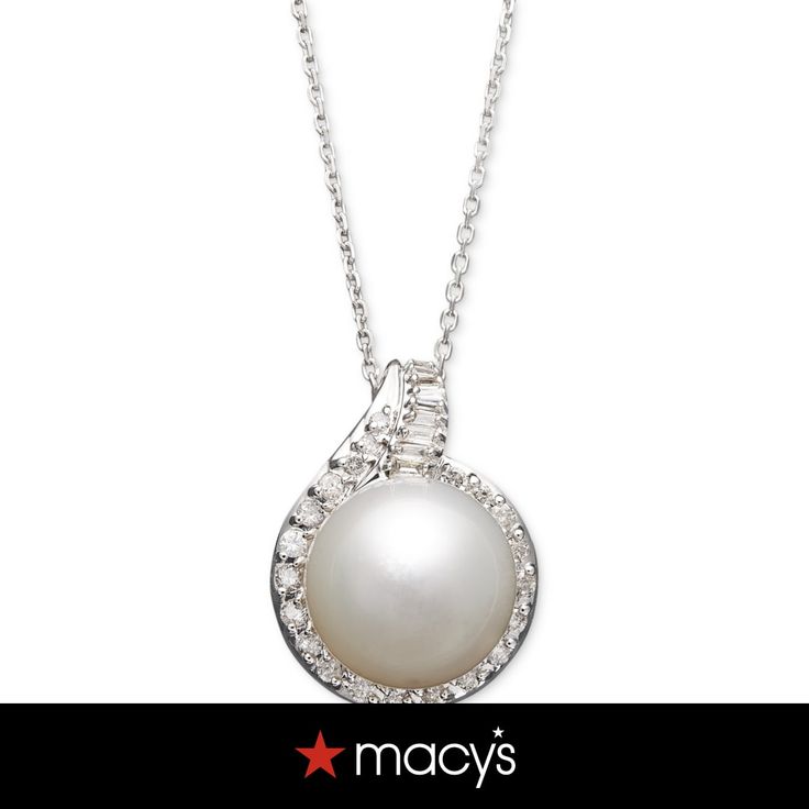 in stock Luxury White Necklace With Round Stone, Diamond White Necklace With Pearl Pendant, Macy's Sterling Silver Pave Jewelry, Macy's White Gold Jewelry With Diamond Accents, Macy's Silver Jewelry With Round Cut, Macy's Silver Sterling Silver Diamond Necklace, Macy's Sterling Silver Jewelry With Pave Setting, Macy's Silver Necklace With Diamond Accents, Macy's Sterling Silver Diamond Necklace