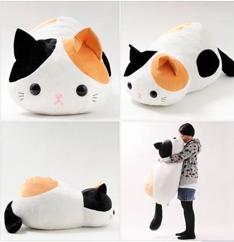 four photos of a cat stuffed animal