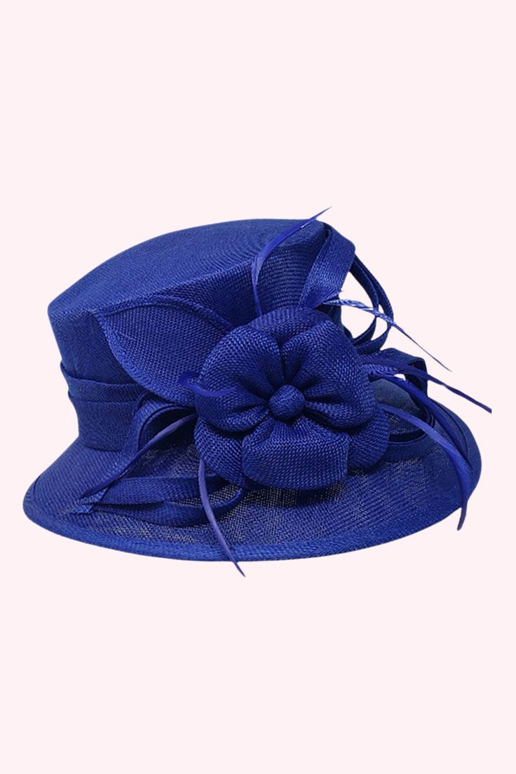 Crown Circumference : 23"Crown Height : 4.25"Brim Height : 3"Material : 100% Polyester Ribbon Feather, Dressy Hats, Crown Heights, Church Hats, Royal Blue, Ribbon, Crown, Hats, Blue