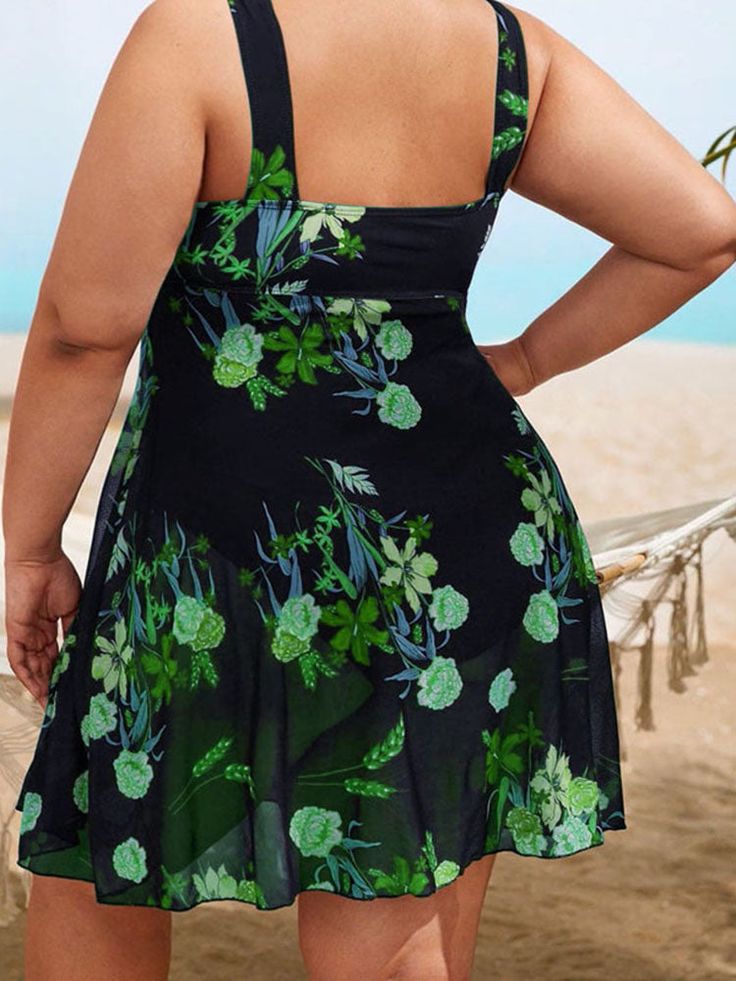 Details: Material: Polyester Fiber Plus Size Mesh Fabric Floral Print Bikini Style Bodysuit Plus Size Swimsuit, Style Bodysuit, Bodycon Tops, Bikini Style, Y2k Dresses, Green Swimsuit, Custom Size Dresses, Multi Dress, Plus Size Swimsuits