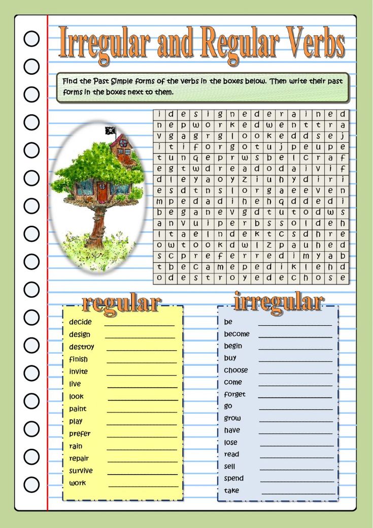 the irregular and regular verbs worksheet