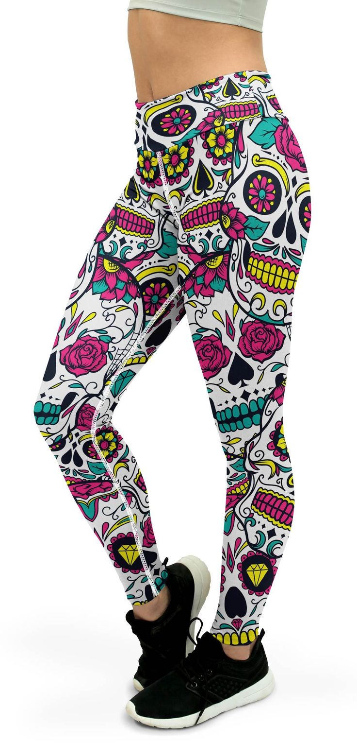 Colorful Sugar Skull Yoga Pants winter yoga pants outfit, loose yoga pants, yoga outfit comfy #yogapantseverydamnday #yogapantsass #yogapantsatthebar Comfortable Yoga Pants, Diy Yoga, Yoga Pants Pattern, Sugar Skull Design, Pink Yoga Pants, Pants Outfit Casual, Yoga Pants Outfit, I Love Makeup, Yoga Girl