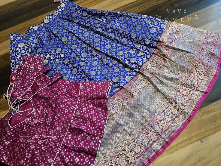 Product Description: The Benarasi Silk Lehenga Blouse is a stunning traditional Indian outfit that is perfect for young girls aged 11 to 12 years old. This set includes a lehenga (long skirt) and a blouse, both made from high-quality Benarasi silk fabric. The lehenga features intricate handwoven designs and is adorned with delicate zari work, giving it a luxurious and elegant look. The blouse is also beautifully crafted with matching zari work and has a comfortable fit. This Lehenga set is perfe Sets With Self Design For Navratri, Designer Blue Lehenga With Traditional Patterns, Eid Long Skirt With Zari Work, Traditional Lehenga With Traditional Patterns, Eid Traditional Wear With Zari Work, Designer Lehenga With Traditional Patterns For Eid, Designer Wear Lehenga For Eid With Traditional Patterns, Designer Eid Lehenga With Traditional Patterns, Eid Lehenga With Traditional Patterns For Designer Wear