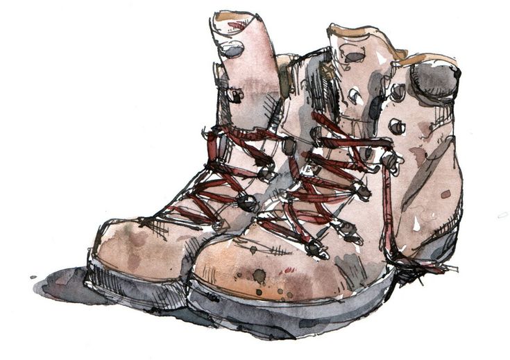 a drawing of a pair of hiking boots