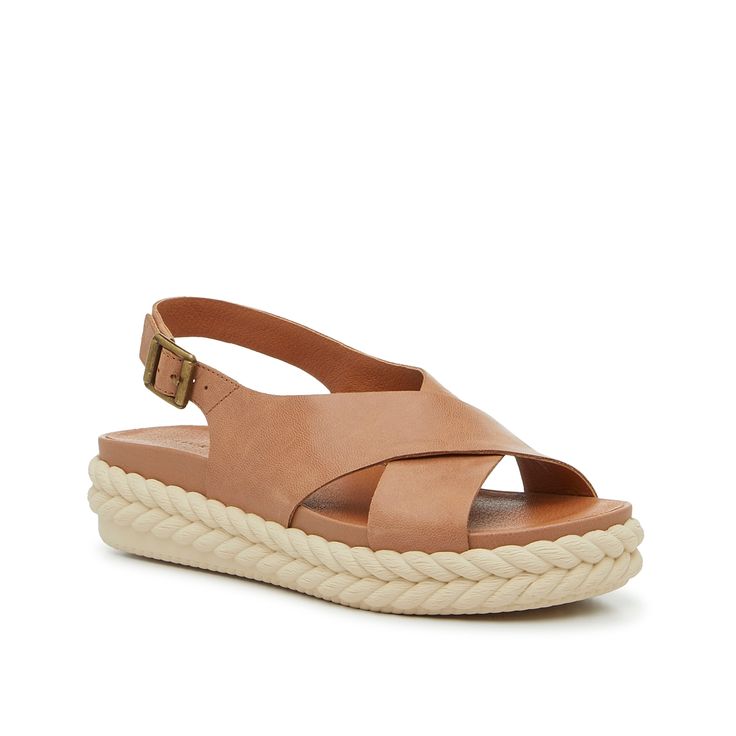 Lucky Brand-Lanithy Platform Sandal Modernize your go-to warm weather footwear with the Lanithy sandals from Lucky Brand. With crisscrossing straps, a quality leather material, and a braided platform design, this simple style adds some trendy details that will elevate even the most casual looks. Synthetic Sandals With Adjustable Cross Strap, Spring Brown Slingback Footbed Sandals, Leather Cross Strap Wedge Sandals For Beach, Vacation Cross Strap Wedge Sandals, Summer Slingback Sandals With Cross Strap And Buckle, Closed Toe Wedge Sandals With Adjustable Strap For Vacation, Vacation Closed Toe Wedge Sandals With Adjustable Strap, Summer Cross Strap Slingback Sandals With Buckle, Summer Cross Strap Slingback Sandals With Buckle Closure