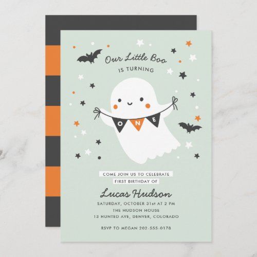 Our Little Boo Cute Kids Halloween First Birthday Invitation #zazzle #weddinginvitations #birthdayinvitations #babyshowerinvitations #zazzleinvitations #monogram #businesscards #graduation #homedecor Halloween One Year Birthday, Halloween 1st Birthday Party Boys, October First Birthday Boy, First Boo Day Party, October First Birthday, Halloween First Birthday Boy, Halloween Second Birthday, Halloween First Birthday Party, First Birthday Halloween