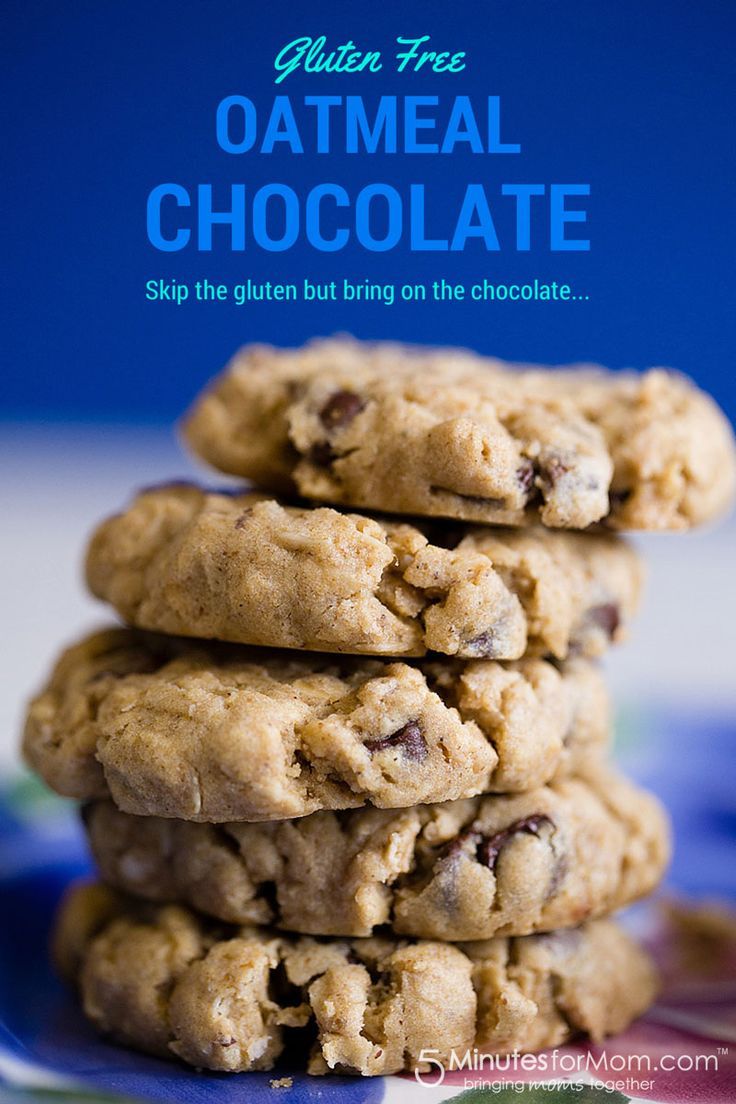 gluten free oatmeal chocolate cookies stacked on top of each other