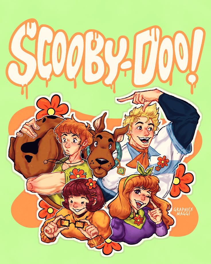 an image of some cartoon characters with the words scooby - doo on them