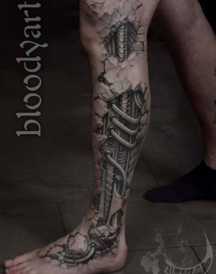 a man's leg with a skeleton tattoo on it and the words, that way do