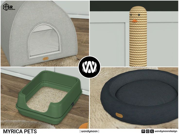 four different types of cat beds and their names