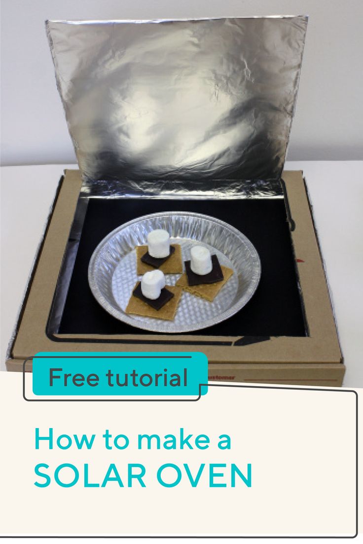 a plate with marshmallows on it sitting in an open box that says, how to make a solar oven