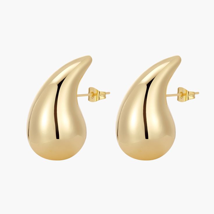 With these Bottega drop gold earrings, all that glitters is gold. Inspired by the iconic Italian fashion house Bottega Veneta, hand-finished, these statement earrings will add a touch of sophistication and glam to any outfit. The Bottega drop gold earrings feature a timeless design with delectably smooth edges and finishes. These are complemented with exquisite craftsmanship for a luxurious look that's guaranteed to turn heads. These earrings are fit for any occasion, effortlessly taking you fro Teardrop Earrings With Polished Finish For Evenings, Evening Teardrop Earrings With Polished Finish, Chic Formal Earrings With Polished Finish, Teardrop Pierced Earrings For Evening, Chic Polished Formal Earrings, Elegant Teardrop Plug Earrings For Party, Formal Metal Drop Wrap Earrings, Polished Drop Earrings For Party, Polished Finish Drop Earrings For Party