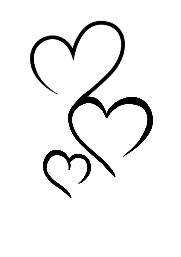 two hearts are drawn in black ink on a white background