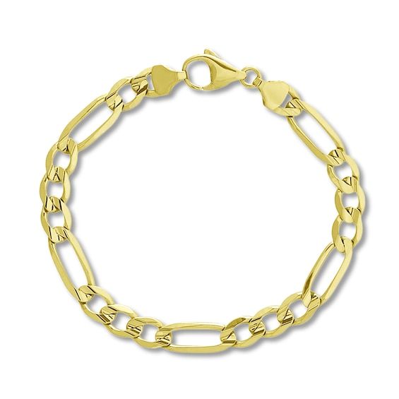 Crafted of 14K yellow gold, this solid Figaro link bracelet is a stylish must-have. The 8-inch bracelet is approximately 4.75mm wide and fastens with a lobster clasp. Bracelet For Her, Jewelry Education, Jewelry Advice, Jared The Galleria Of Jewelry, Diamond Guide, Gemstone Bracelets, Cultured Pearls, Bracelet Designs, Metal Jewelry