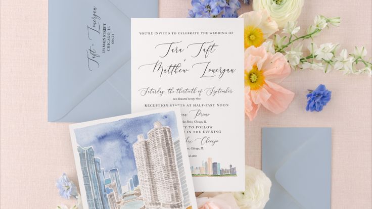 Cotton and Bow - Watercolor Wedding Invitations