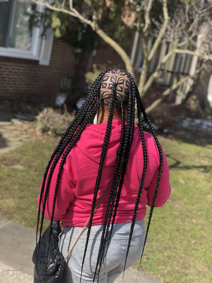 Butterfly Design Braids, Design Knotless Braids, Teenage Things, Design Braids, Protective Style Braids, Big Box Braids, Black Memes, Black Ponytail Hairstyles, Hair Business