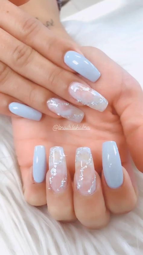 Blue Wedding Nails, Quinceanera Nails, Nails Art Designs, Light Blue Nails, Baby Blue Nails, Art Designs Ideas, Formal Nails, Beauty Nails Design, Winter Nails Acrylic