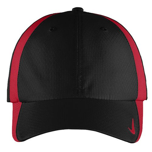 Nike Sphere Dry technology ensures maximum moisture control and quick-drying performance. This cap has an unstructured, low-profile design with a hook and loop closure. The contrast Swoosh design trademark is embroidered on the bill and center back. Made of 100% polyester. Custom Nike Sphere Dry Cap in Red | Polyester | Apparel | Headwear | Baseball Caps Functional Black Trucker Hat For Sports, Functional Six-panel Baseball Cap For Sports Events, Moisture-wicking Six-panel Hats For Sports Events, Functional Black Trucker Hat For Sports Events, Breathable Six-panel Baseball Cap For Training, Functional Black Mesh Hat, Black Breathable Baseball Cap For Sports, Sporty Black Baseball Cap With Embroidered Logo, Black Sporty Baseball Cap With Embroidered Logo