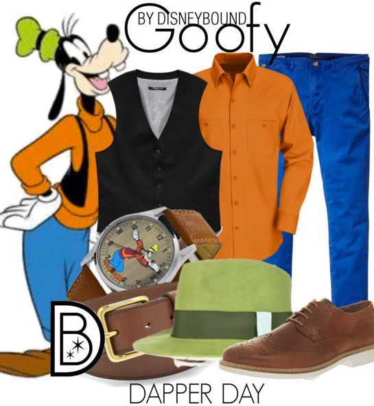 a cartoon character is dressed in orange, black and blue for the disney world dapper day