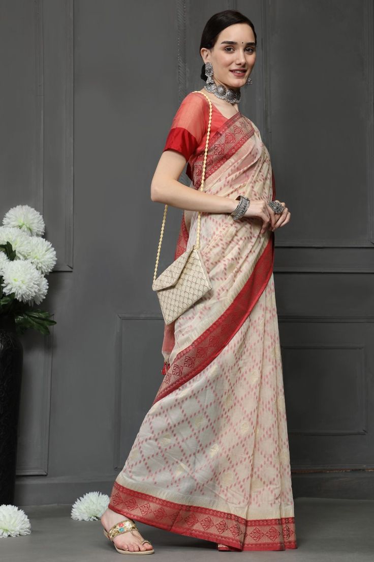 Saree Fabric : Soft Organza Silk Saree Color : Off White Saree Length : 5.5 Meter Blouse Length : 0.8 Meter Saree Work : Zari Woven Design Saree Border : Zari Woven Border Wash : Dry Clean Product color may little differ as per the brightness or color settings of your device. White Chanderi Saree With Printed Border, Organza Sarees With Zari Border, Traditional Semi-stitched Organza Saree, Unstitched White Organza Saree, White Semi-stitched Organza Saree, Off White Saree, Organza Silk Saree, White Saree, Saree Border