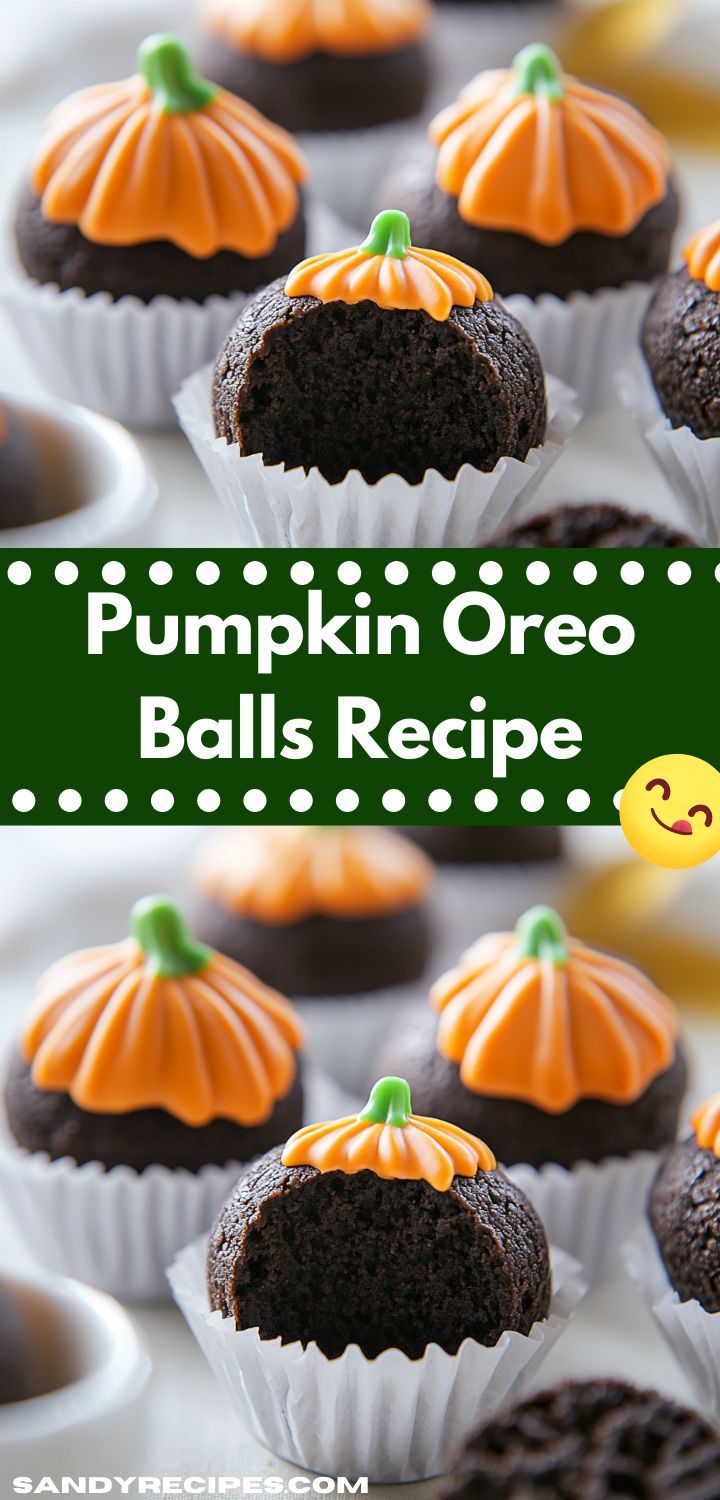 pumpkin oreo balls recipe with text overlay