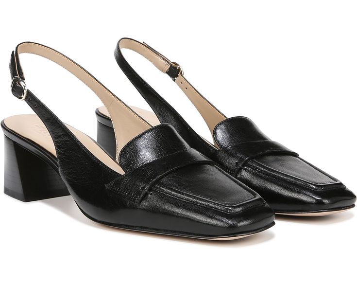 Women's Naturalizer Hunny Slingbacks | Zappos.com Professional Office, Black Leather Pumps, Naturalizer Shoes, Office Party, Slingbacks, Toe Designs, Slingback Pump, Block Heels Sandal, Black Pumps