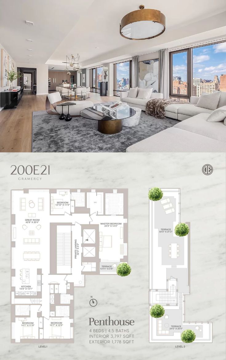 the floor plan for an apartment in new york city, with two separate rooms and one living