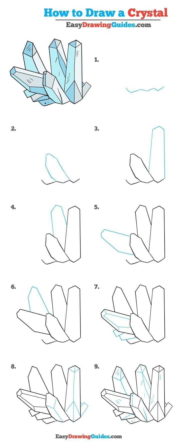 how to draw a crystal step by step instructions