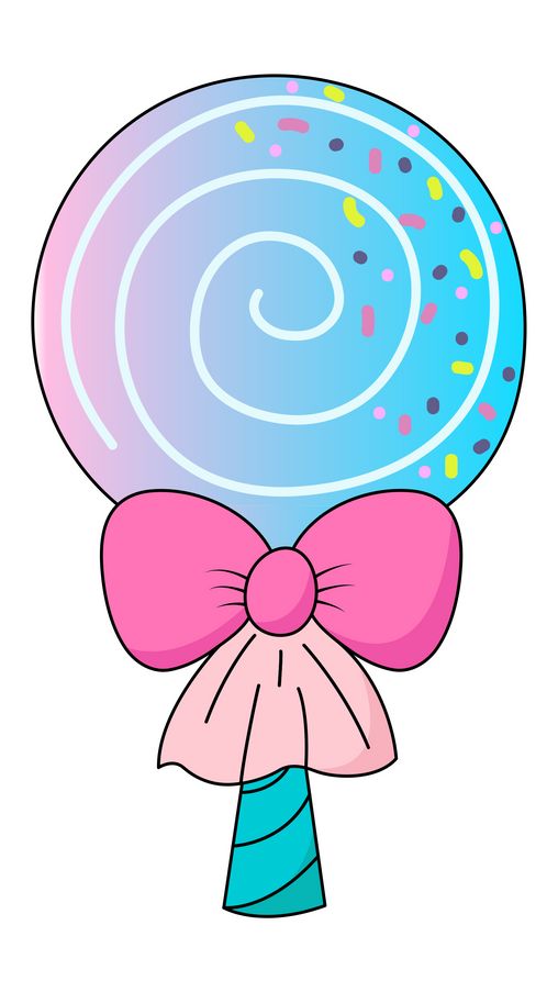 a lollipop with a big pink bow on it's head and sprinkles