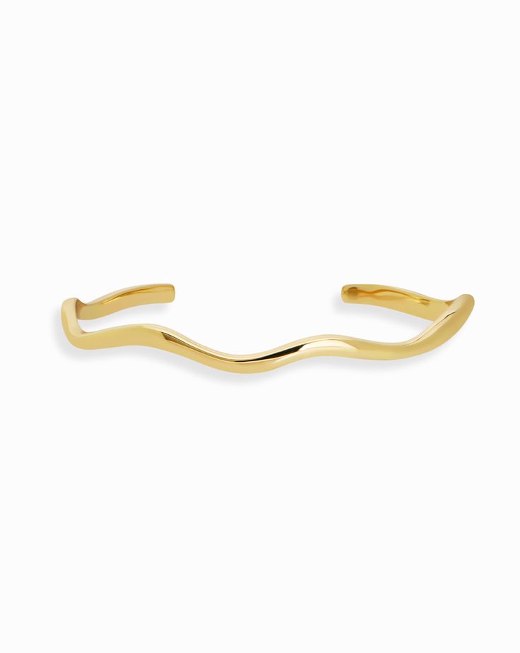 Meet the Bren Cuff Bracelet - Our wavy cuff creates a sense of negative space within your bracelet stack. Its simple and minimal, making it perfect for any occasion and an instant fan favorite. Heavy gold plate over brass Inner 55x46mm Nickel- and lead-free Modern Bangle, Gemstone Earrings Gold, Statement Drop Earrings, Gold Gemstone Ring, Gold Bracelet Cuff, Bar Bracelets, Fine Earrings, Coin Necklace, Bracelet Collection