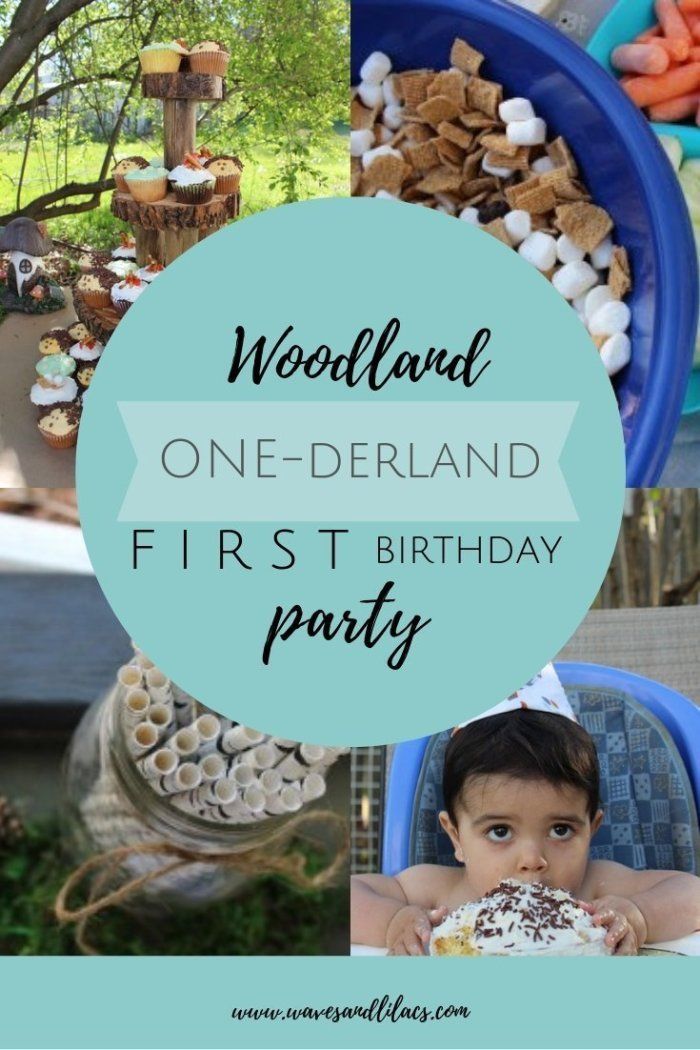 a collage of pictures with the words woodland one -derland first birthday party