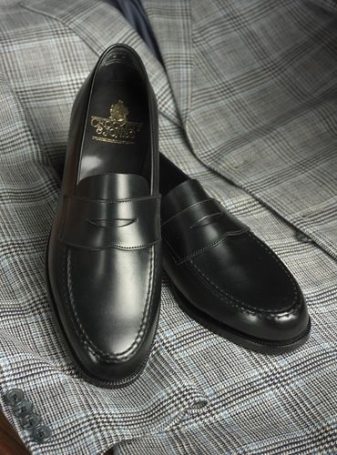 The Harvard Loafer in Black Classic Monk Strap Shoes With Goodyear Welted Almond Toe, Classic Leather Shoes With Goodyear Welt For Galas, Classic Goodyear Welted Leather Shoes For Galas, Classic Black Loafers For Galas, Black Classic Loafers For Galas, Classic Goodyear Welted Monk Strap Shoes For Business, Black Goodyear Welted Loafers For Business Casual, Classic Monk Strap Shoes For Galas, Classic Monk Strap Shoes For Galas With Rubber Sole