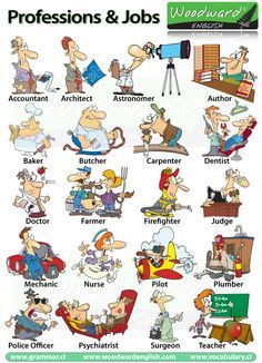 cartoon characters with different jobs and professions