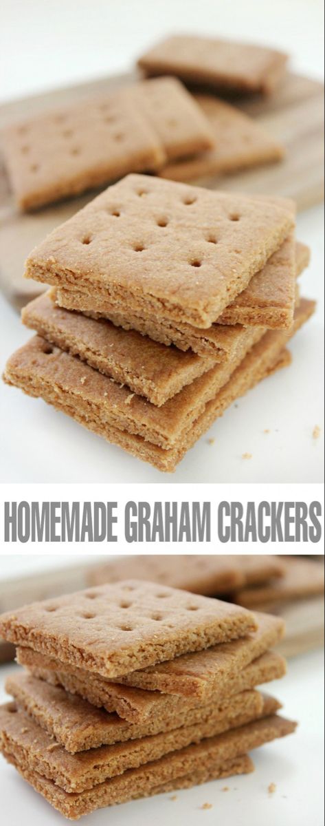 homemade graham crackers are stacked on top of each other and ready to be eaten