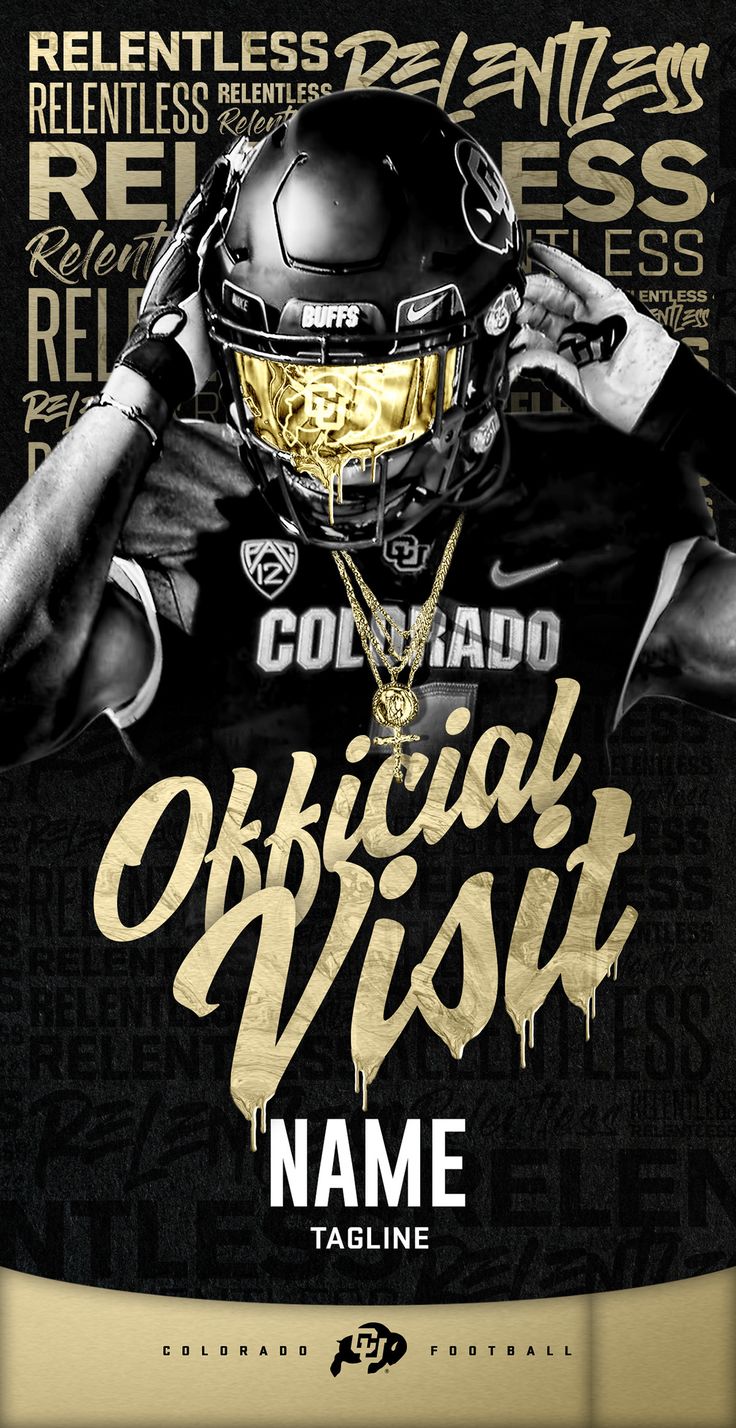 a football player with his helmet and name on the cover of an official game poster