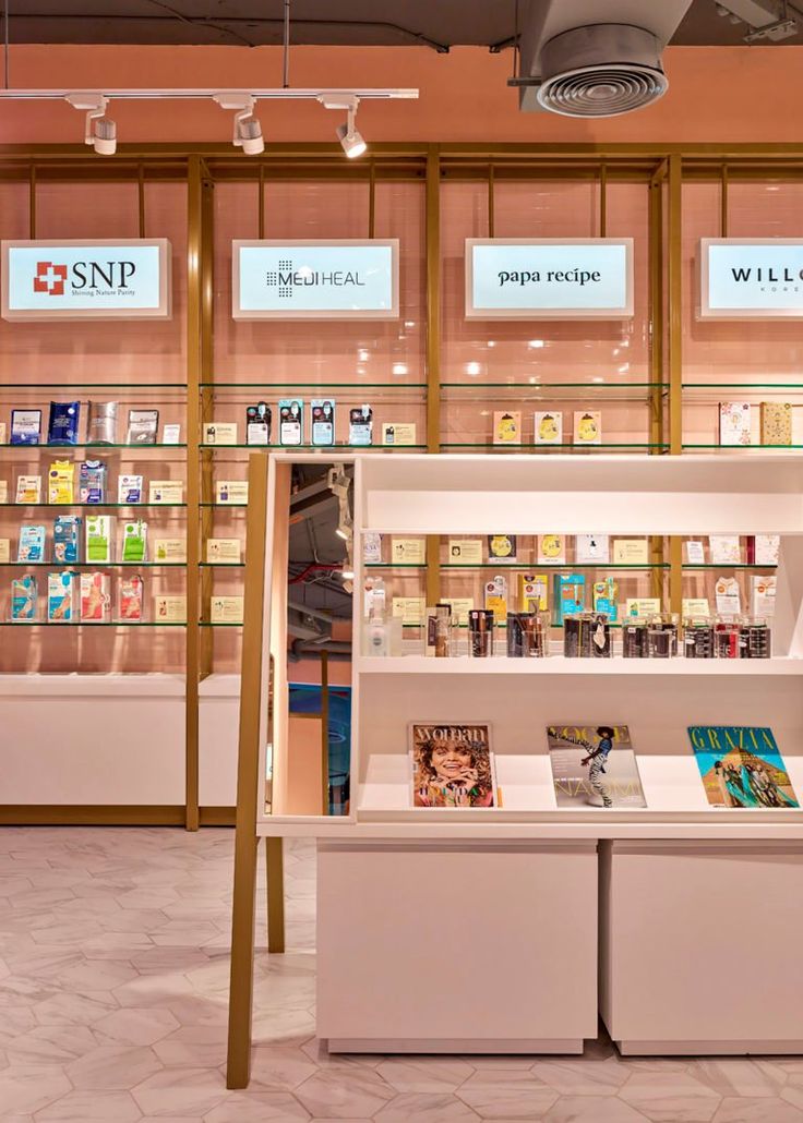 the inside of a book store with shelves full of books