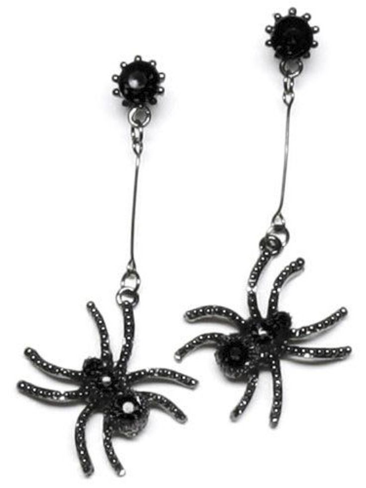 Spiders love to dangle from all sorts of places, whether it's a web they've spun or simply from the tip of your ear. With the Black Spider Earrings, you'll be able to add a creepy edge to any Halloween costume you have picked out. Order on our webstore for big savings and fast delivery! Spider Earrings, Geode Earrings, Halloween Costume Accessories, Pumpkin Earrings, Costume Earrings, Halloween Earrings, Halloween Jewelry, Pandora Jewelry, Chandelier Earrings