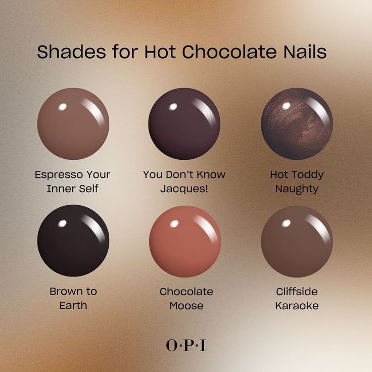 Dark Brown Nail Color, Opi Hot Toddy, Dark Brown Pedicure, Chocolate Nail Color, Short Nail Designs Dark Colors, Opi Dark Colors, Fall Mani Pedi Combos, Dark Chocolate Nails, Hot Chocolate Nails