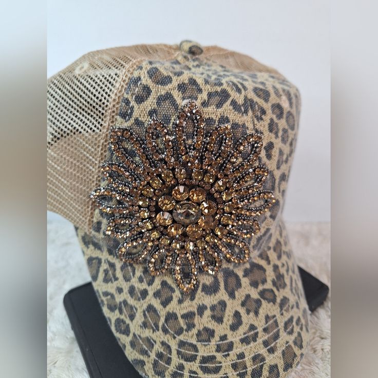 Ag Women's Leopard Print Hat With Rhinestone Flower New Without Tags Drop Us An Offer Bundle For Even Better Savings Leopard Print Hat, Rhinestone Flower, Monkeys, The Universe, Leopard Print, Women Accessories, Cream, Tags, Hats