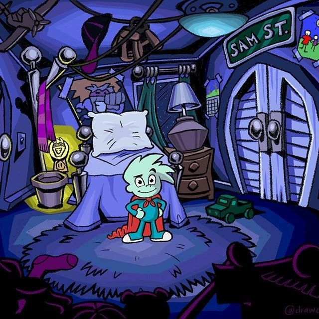 an image of a cartoon bedroom scene