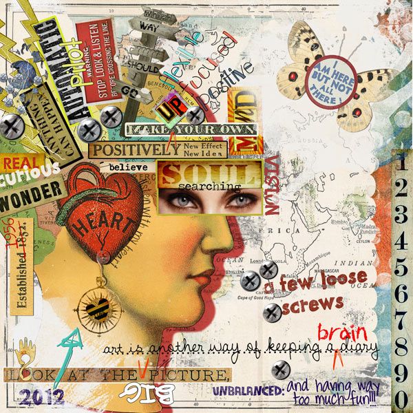 a collage of various images with words and pictures on the face, including an image of a woman's head