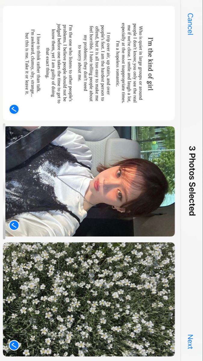 an image of the back side of a cell phone with text on it and pictures of flowers