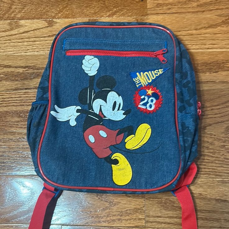 Unused Mickey Mouse Backpack Which Measures About 9 Inches Across (Piping To Piping) And About 12 Inches Top To Bottom (Piping To Piping. Casual Blue Bags For School Events, Casual Backpack For End Of School Year, Casual Blue Bags, Mickey Backpack, Mickey Mouse Backpack, Disney Accessories, Kids Accessories, Piping, Red Blue