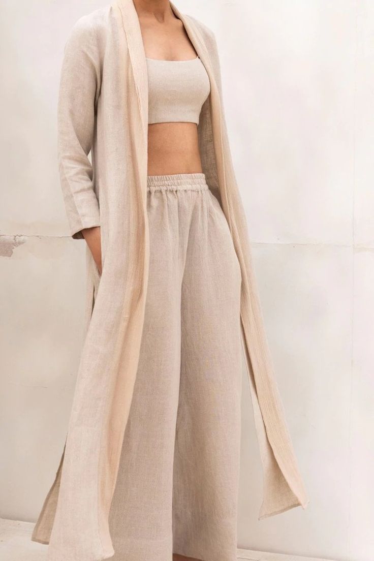 Soft Linen High Rise Linen Pants Honeycomb Wide Leg Linen - Etsy Long Kimono Cardigan, Kimono Shrug, Crop Vest, Linen Crop Top, Shrugs And Boleros, Flamboyant Natural, Cropped Vest, Boho Kimono, Wide Leg Linen Pants