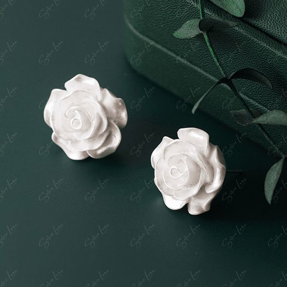 white rose flower stud earrings Rose Flower-shaped Elegant Earrings, Elegant Rose Flower-shaped Earrings, Rose Flower Earrings For Wedding, Formal Rose Earrings With Rose Design, Formal Rose-design Rose Earrings, White Flower-shaped Earrings With Rose Design, White Flower Earrings With Rose Design, Rose Design Flower Earrings For Formal Occasions, Elegant Rose Flower Earrings For Wedding