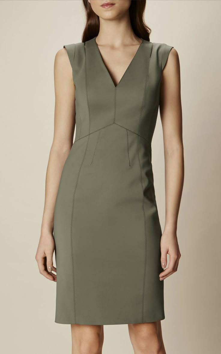 Karen Millen, CUT OUT PENCIL DRESS Khaki Look Office, Statement Coat, Work Dress, Khaki Dress, Karen Millen, Dress Cuts, Pencil Dress, Look Chic, Sewing Dresses