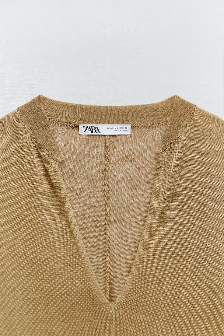 LINEN BLEND LONG KNIT TUNIC - Dark camel | ZARA United States Bridal Nails Designs, Long Knit, Bridal Nails, Knit Tunic, Nails Designs, Zara United States, Linen Blend, Camel, Zara