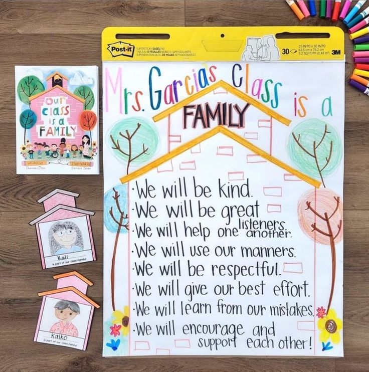 a bulletin board with the words, we will be kind and family written on it