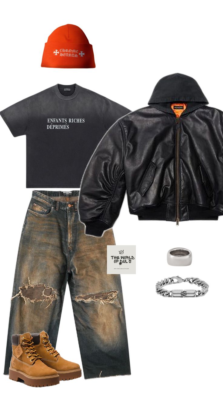 #outfitsinspo #menoutfit #streetwear #balenciagajacket #chromehearts #balenciagapants #enfantsrichesdeprimes Mens Outfits